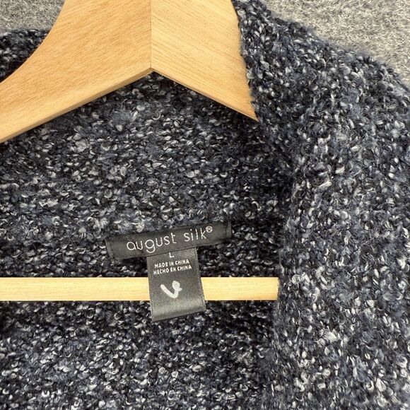 August Silk Cardigan Women L Large Gray Knit Collared Long Sleeve Acrylic - Picture 3 of 7